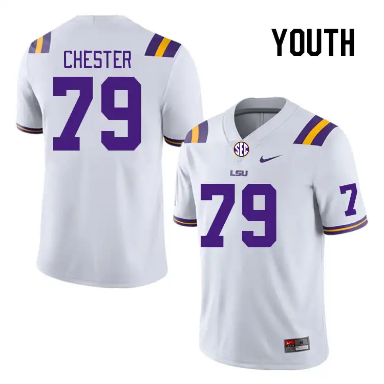 Youth LSU Tigers DJ Chester #79 White NCAA Football Jersey